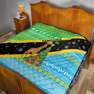 Tanzania Christmas Quilt Giraffe Christmas Tree Snowflakes and Flag - African Pride