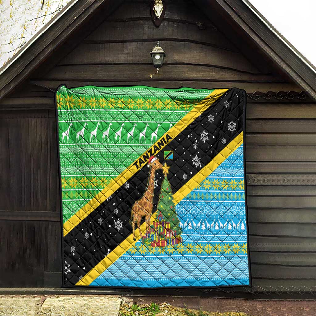 Tanzania Christmas Quilt Giraffe Christmas Tree Snowflakes and Flag - African Pride