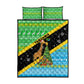 Tanzania Christmas Quilt Bed Set Giraffe Christmas Tree Snowflakes and Flag - African Pride