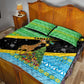 Tanzania Christmas Quilt Bed Set Giraffe Christmas Tree Snowflakes and Flag - African Pride