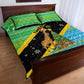 Tanzania Christmas Quilt Bed Set Giraffe Christmas Tree Snowflakes and Flag - African Pride