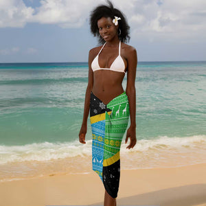 Tanzania Christmas Sarong Giraffe Christmas Tree Snowflakes and Flag - African Pride