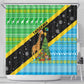 Tanzania Christmas Shower Curtain Giraffe Christmas Tree Snowflakes and Flag - African Pride