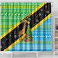 Tanzania Christmas Shower Curtain Giraffe Christmas Tree Snowflakes and Flag - African Pride