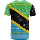 Tanzania Christmas T shirt Giraffe Christmas Tree Snowflakes and Flag - African Pride
