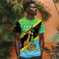 Tanzania Christmas T shirt Giraffe Christmas Tree Snowflakes and Flag - African Pride