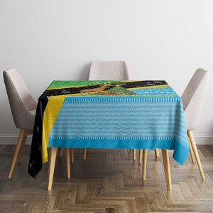 Tanzania Christmas Tablecloth Giraffe Christmas Tree Snowflakes and Flag - African Pride