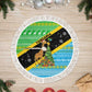 Tanzania Christmas Tree Skirt Giraffe Christmas Tree Snowflakes and Flag - African Pride