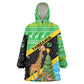 Tanzania Christmas Wearable Blanket Hoodie Giraffe Christmas Tree Snowflakes and Flag - African Pride