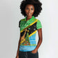Tanzania Christmas Women Polo Shirt Giraffe Christmas Tree Snowflakes and Flag - African Pride