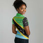 Tanzania Christmas Women Polo Shirt Giraffe Christmas Tree Snowflakes and Flag - African Pride