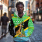 Tanzania Christmas Zip Hoodie Giraffe Christmas Tree Snowflakes and Flag - African Pride