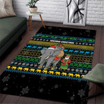Tanzania Christmas Area Rug African Santa Riding Elephant Snowflakes - African Pride