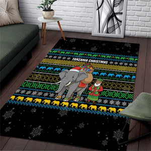 Tanzania Christmas Area Rug African Santa Riding Elephant Snowflakes - African Pride
