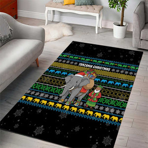 Tanzania Christmas Area Rug African Santa Riding Elephant Snowflakes - African Pride