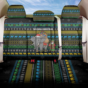 Tanzania Christmas Back Car Seat Cover African Santa Riding Elephant Snowflakes - African Pride