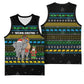 Tanzania Christmas Basketball Jersey African Santa Riding Elephant Snowflakes - African Pride