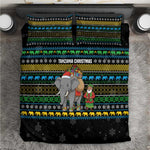 Tanzania Christmas Bedding Set African Santa Riding Elephant Snowflakes - African Pride