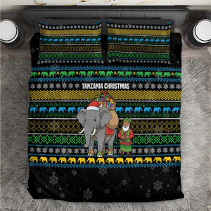 Tanzania Christmas Bedding Set African Santa Riding Elephant Snowflakes - African Pride