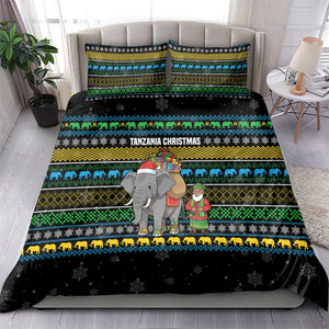 Tanzania Christmas Bedding Set African Santa Riding Elephant Snowflakes - African Pride
