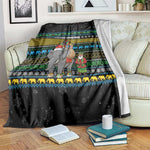 Tanzania Christmas Blanket African Santa Riding Elephant Snowflakes - African Pride