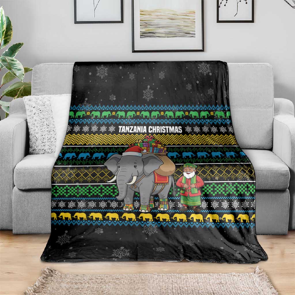Tanzania Christmas Blanket African Santa Riding Elephant Snowflakes - African Pride