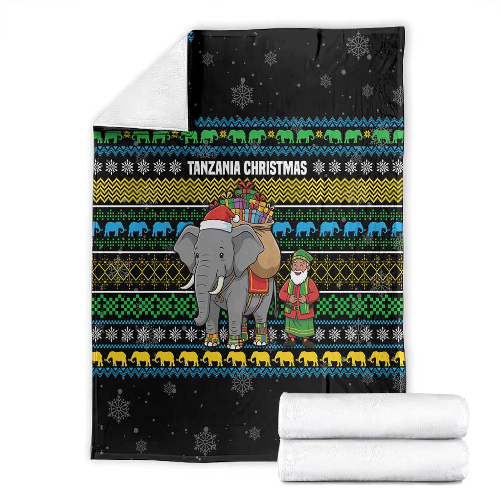 Tanzania Christmas Blanket African Santa Riding Elephant Snowflakes - African Pride