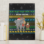 Tanzania Christmas Canvas Wall Art African Santa Riding Elephant Snowflakes - African Pride