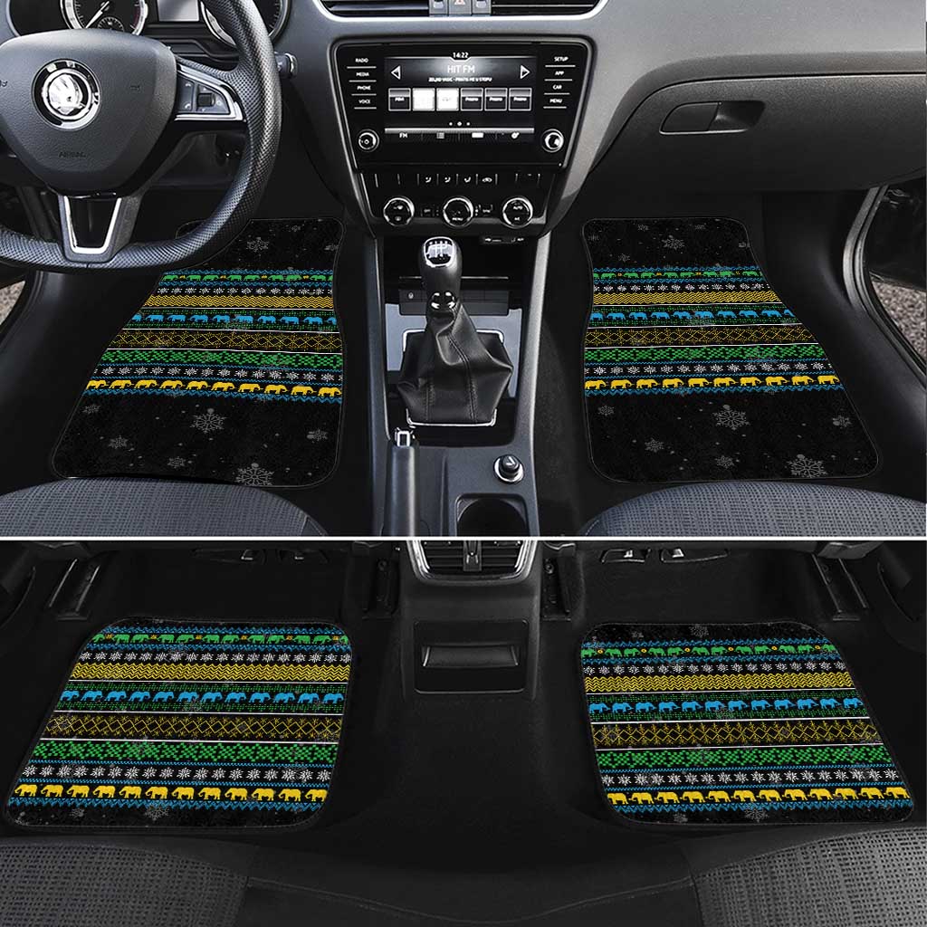 Tanzania Christmas Car Mats African Santa Riding Elephant Snowflakes - African Pride