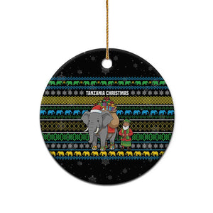 Tanzania Christmas Ceramic Ornament African Santa Riding Elephant Snowflakes - African Pride