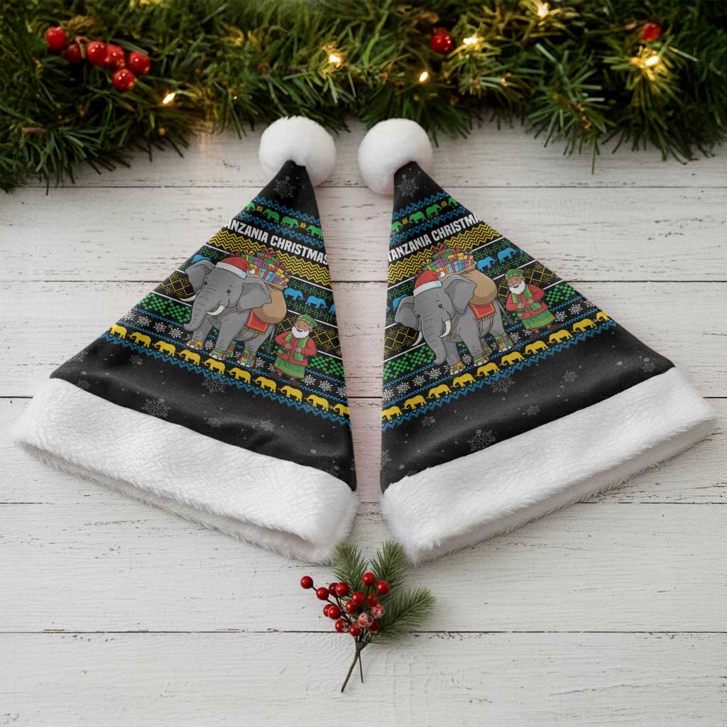 Tanzania Christmas Santa Hat African Santa Riding Elephant Snowflakes - African Pride