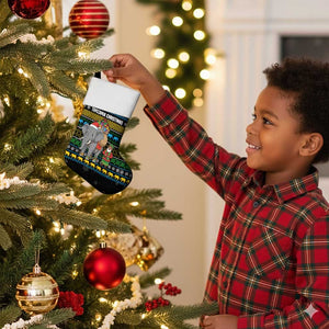 Tanzania Christmas Stocking African Santa Riding Elephant Snowflakes - African Pride