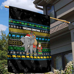 Tanzania Christmas Garden Flag African Santa Riding Elephant Snowflakes - African Pride