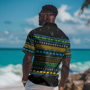 Tanzania Christmas Hawaiian Shirt African Santa Riding Elephant Snowflakes - African Pride