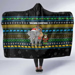 Tanzania Christmas Hooded Blanket African Santa Riding Elephant Snowflakes - African Pride