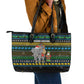 Tanzania Christmas Leather Tote Bag African Santa Riding Elephant Snowflakes - African Pride