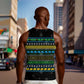 Tanzania Christmas Men Tank Top African Santa Riding Elephant Snowflakes - African Pride