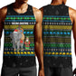 Tanzania Christmas Men Tank Top African Santa Riding Elephant Snowflakes - African Pride