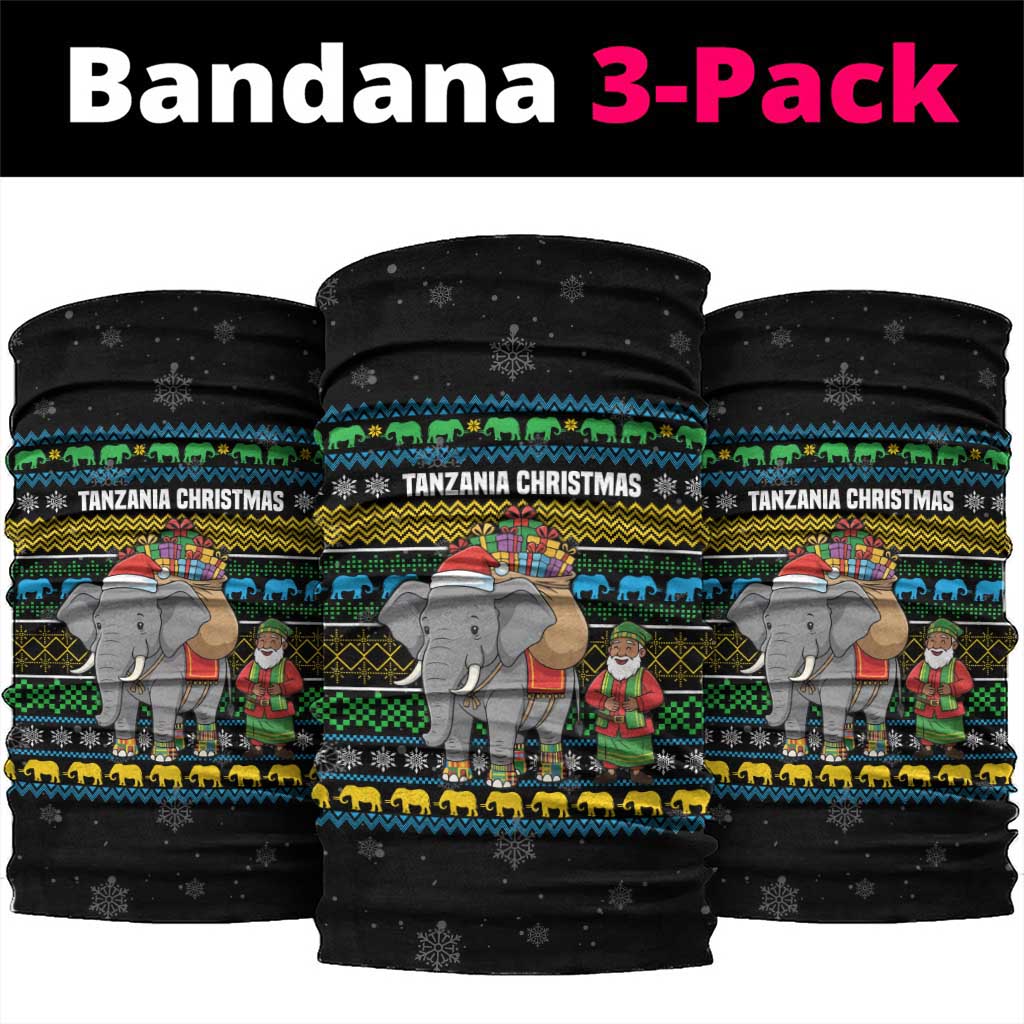 Tanzania Christmas Neck Gaiter African Santa Riding Elephant Snowflakes - African Pride