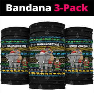 Tanzania Christmas Neck Gaiter African Santa Riding Elephant Snowflakes - African Pride