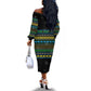 Tanzania Christmas Off The Shoulder Long Sleeve Dress African Santa Riding Elephant Snowflakes - African Pride