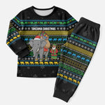 Tanzania Christmas Pajama Set African Santa Riding Elephant Snowflakes - African Pride