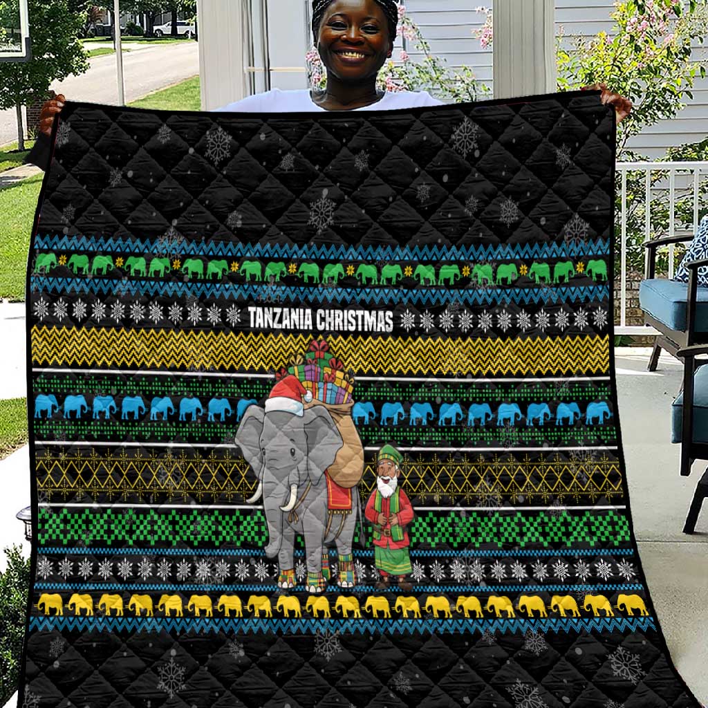 Tanzania Christmas Quilt African Santa Riding Elephant Snowflakes - African Pride