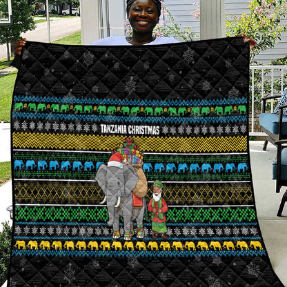 Tanzania Christmas Quilt African Santa Riding Elephant Snowflakes - African Pride