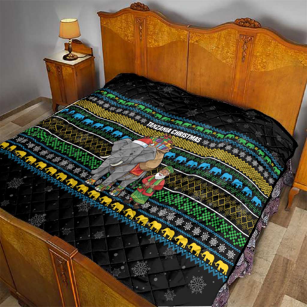 Tanzania Christmas Quilt African Santa Riding Elephant Snowflakes - African Pride