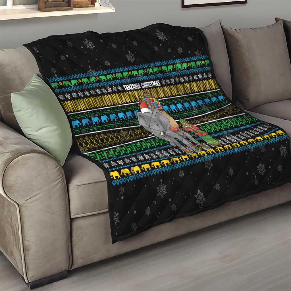 Tanzania Christmas Quilt African Santa Riding Elephant Snowflakes - African Pride