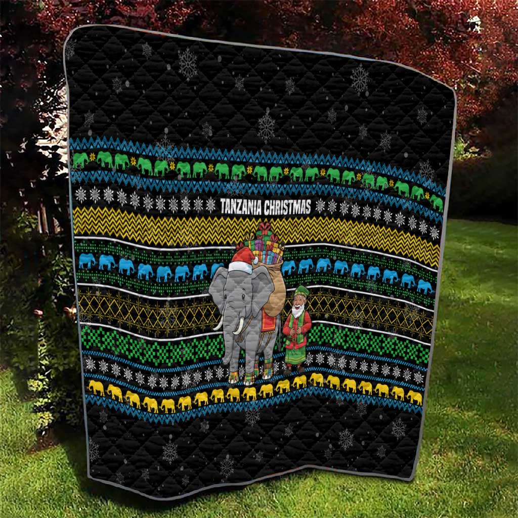 Tanzania Christmas Quilt African Santa Riding Elephant Snowflakes - African Pride