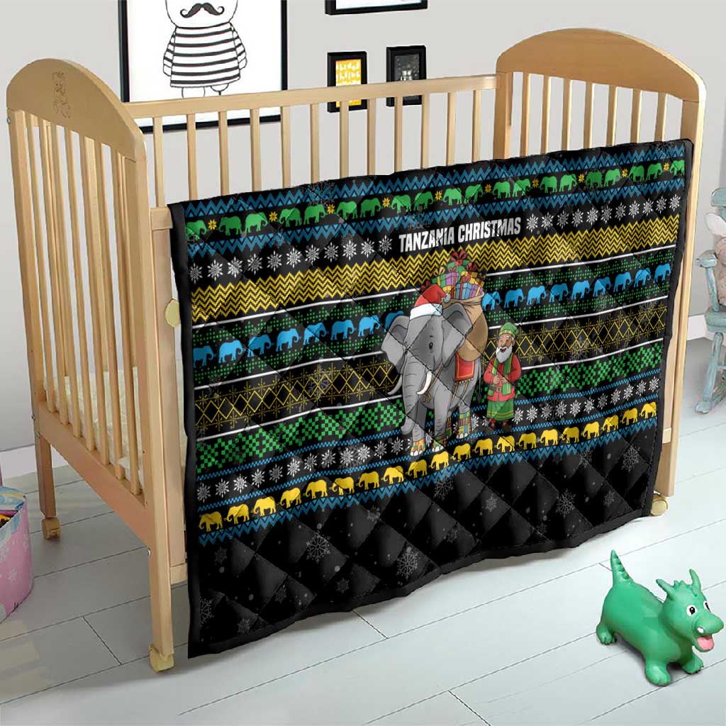 Tanzania Christmas Quilt African Santa Riding Elephant Snowflakes - African Pride