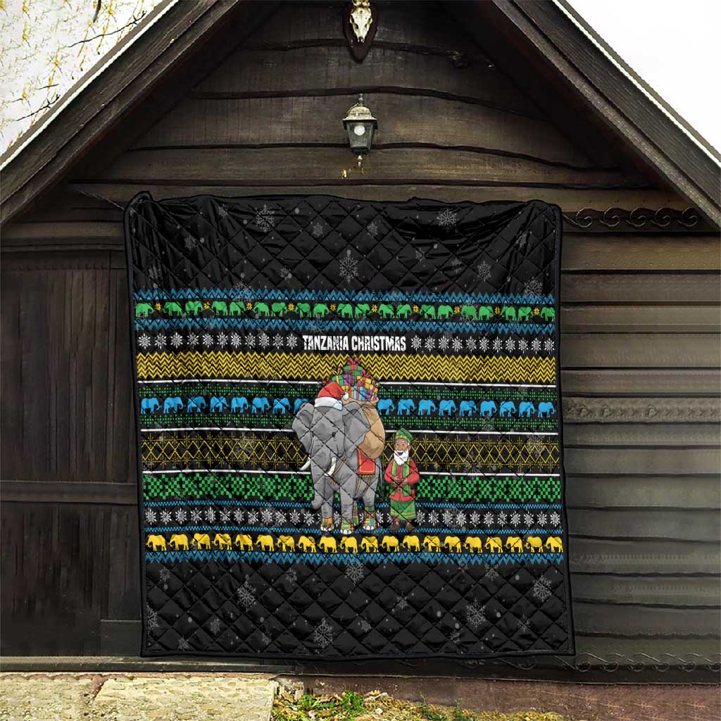 Tanzania Christmas Quilt African Santa Riding Elephant Snowflakes - African Pride