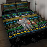 Tanzania Christmas Quilt Bed Set African Santa Riding Elephant Snowflakes - African Pride